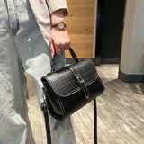 Crocodile Pattern Shoulder Bag PU Leather Flap Square Bag Crossbody Bag