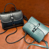 Crocodile Pattern Shoulder Bag PU Leather Flap Square Bag Crossbody Bag