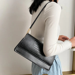 Crocodile Pattern Shoulder Bag Women Flap Armpit Bag Small Square Bag