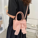 Crocodile Pattern Small Messenger Bag with Bow for Women