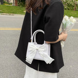 Crocodile Pattern Small Messenger Bag with Bow for Women