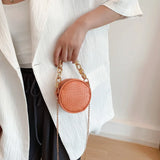 Crocodile Pattern Mini Round Bag Chain Women's Bag