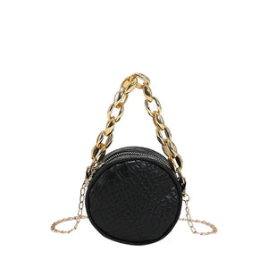 Crocodile Pattern Mini Round Bag Chain Women's Bag
