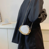 Crocodile Pattern Mini Round Bag Chain Women's Bag