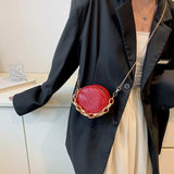 Crocodile Pattern Mini Round Bag Chain Women's Bag