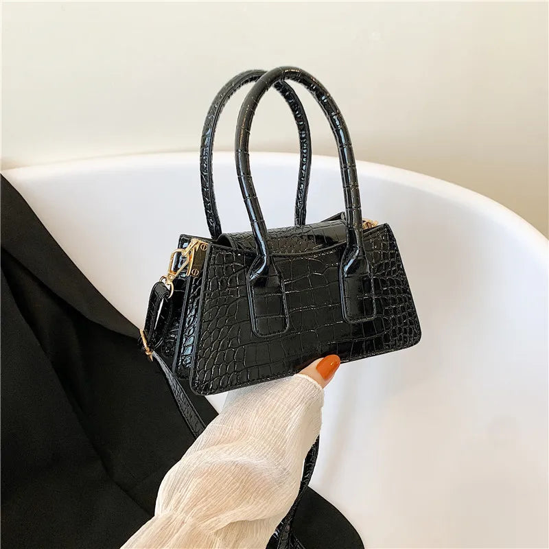 Crocodile Pattern Small Tote Bag Solid Crossbody Bags for Women Shoulder Bag
