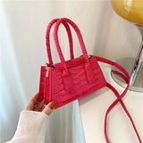 Crocodile Pattern Small Tote Bag Solid Crossbody Bags for Women Shoulder Bag