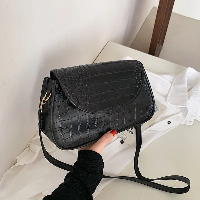 Crocodile Pattern Square Tote Bag High PU Leather Women's Handbag