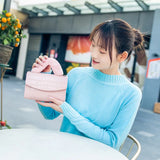 Crocodile Pattern Stone Print PU Crossbody Bag with Fur Handle