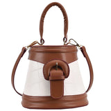 Crocodile Pattern Tote Bag Contrast Bucket Bag PU Leather Women's Handbag