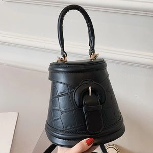 Crocodile Pattern Tote Bag Contrast Bucket Bag PU Leather Women's Handbag