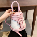 Crocodile Pattern Tote Bag Contrast Bucket Bag PU Leather Women's Handbag