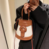 Crocodile Pattern Tote Bag Contrast Bucket Bag PU Leather Women's Handbag