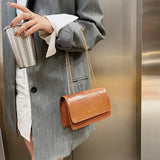 Crocodile Pattern Women Handbag Leather Chain Crossbody Bags