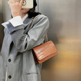 Crocodile Pattern Women Handbag Leather Chain Crossbody Bags