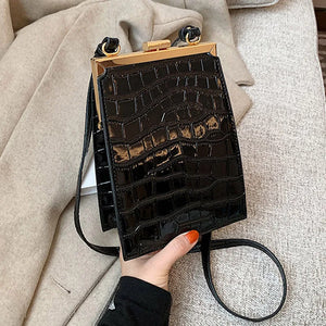 Crocodile Pattern Women Handbag PU Leather Shoulder Bag Mini Shoulder Mobile Pho
