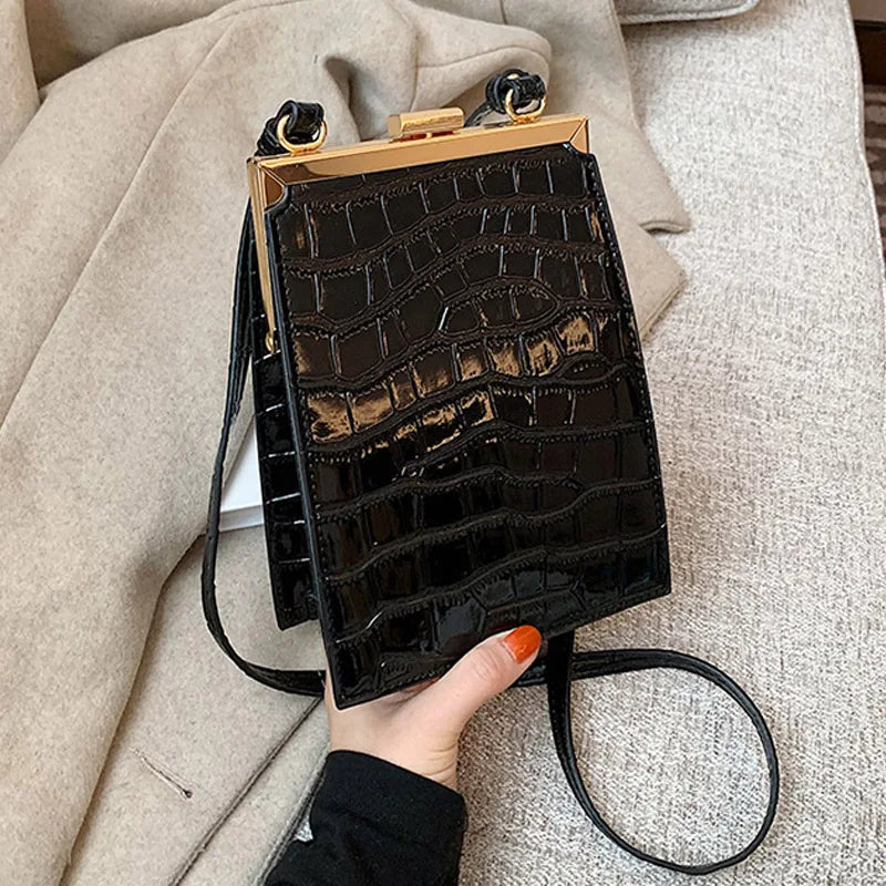 Crocodile Pattern Women Handbag PU Leather Shoulder Bag Mini Shoulder Mobile Pho