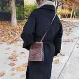 Crocodile Pattern Women Handbag PU Leather Shoulder Bag Mini Shoulder Mobile Pho