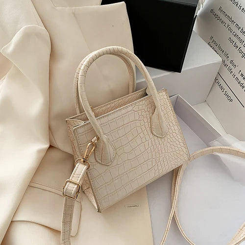 Crocodile Pattern Women Small Square Bags Classic PU Leather Ladies Crossbody