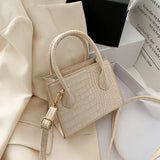 Crocodile Pattern Women Small Square Bags Classic PU Leather Ladies Crossbody