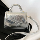 Crocodile Pattern Women Small Square Bags PU Leather Shoulder Bag