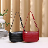 Vintage Crocodile Pattern Women Underarm Bag PU Leather Small Shoulder Bags