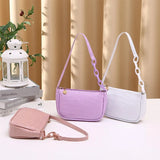 Vintage Crocodile Pattern Women Underarm Bag PU Leather Small Shoulder Bags