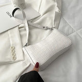 Crocodile Pattern Zipper Handbags Embossed Lacquer Shoulder Bag