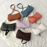 Crocodile Pattern Zipper Handbags Embossed Lacquer Shoulder Bag