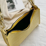 Crocodile Pattern Zipper Handbags Embossed Shoulder Bag