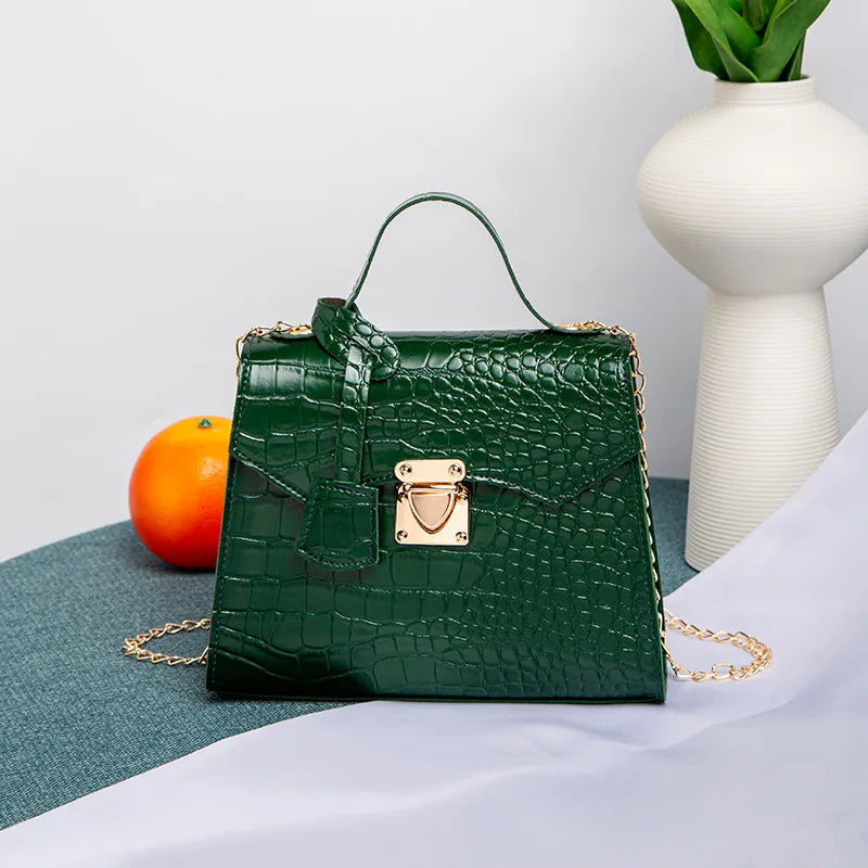 Crocodile Print Shoulder Bag Small Kelly Bag Chain Crossbody Bag