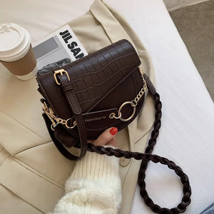 Crocodile Semicircle Saddle Bags Women's Crossbody Bags