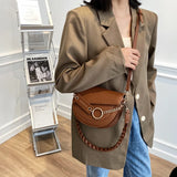 Crocodile Semicircle Saddle Bags Women's Crossbody Bags