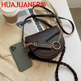 Crocodile Semicircle Saddle Bags Crossbody Handbags