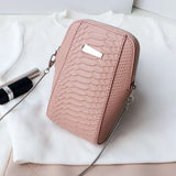 Crocodile Pattern Leather Women Mini Phone Bag Chain Small Shoulder Bag