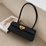 Crocodile Pattern Square Tote Shoulder Bag Vintage PU Leather Handbag