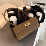 Crocodile Pattern Square Tote Shoulder Bag Vintage PU Leather Handbag