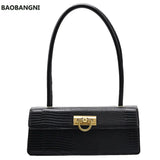 Crocodile Pattern Square Tote Armpit Bag PU Leather Women's Handbag
