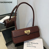 Crocodile Pattern Square Tote Armpit Bag PU Leather Women's Handbag
