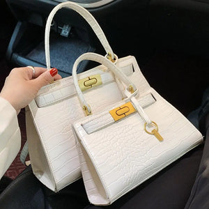 Crocodile Pattern Square Tote Bag Women's Handbag