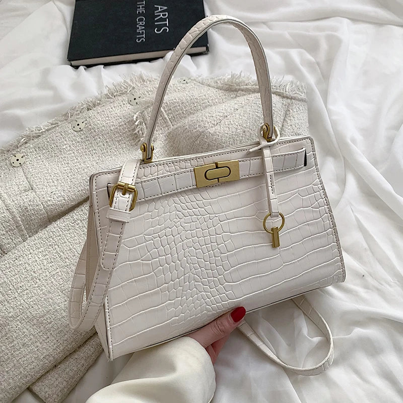 Crocodile Pattern Square Tote Bag Women's Handbag