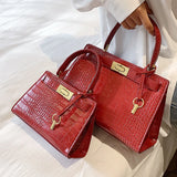 Crocodile Pattern Square Tote Bag Women's Handbag
