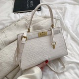 Crocodile Pattern Square Tote Bag Women's Handbag