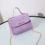 Crocodile Pattern Women Bag Shoulder Bag Wave Chain Portable Small Square Bag