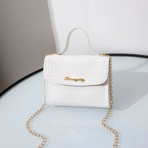 Crocodile Pattern Women Bag Shoulder Bag Wave Chain Portable Small Square Bag