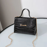 Crocodile Pattern Women Bag Shoulder Bag Wave Chain Portable Small Square Bag