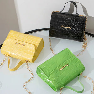 Crocodile Pattern Women Bag Shoulder Bag Wave Chain Portable Small Square Bag
