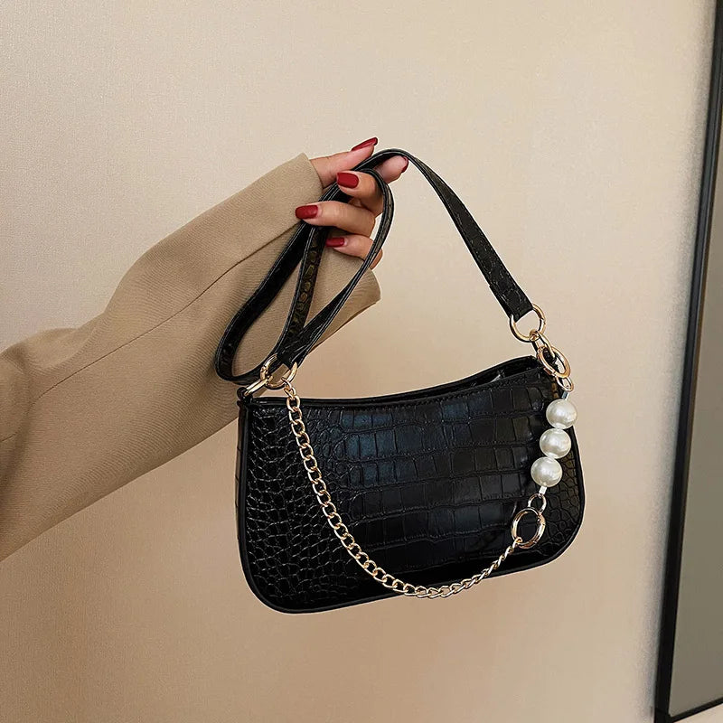 Crocodile Pattern Women Chain Shoulder Bag Small Leather Handbags