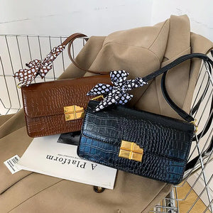 Crocodile pattern Women Small Square Bag Handbag Purse Shoulder Bag