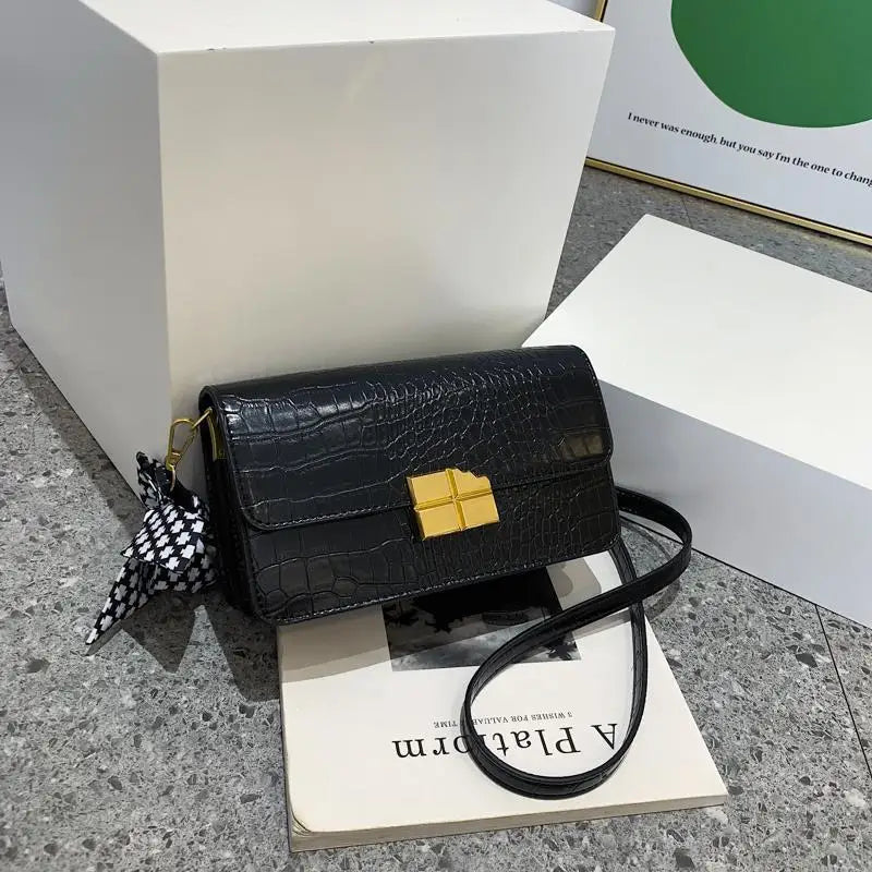 Crocodile pattern Women Small Square Bag Handbag Purse Shoulder Bag